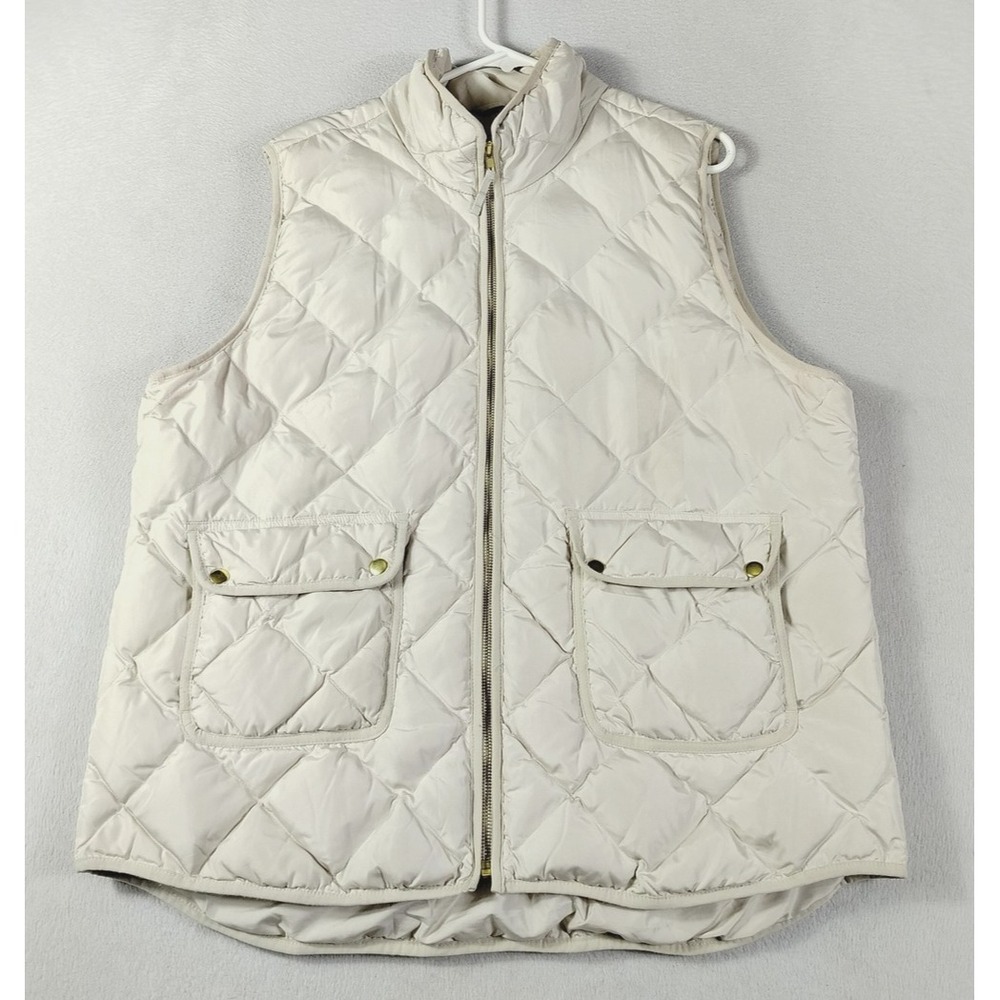Woolrich Vest Mens Large Beige Quilted Down Puffer Insulated Outdoor Winter